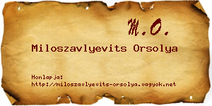 Miloszavlyevits Orsolya névjegykártya